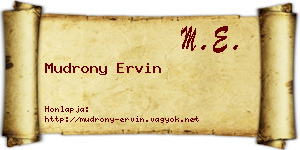 Mudrony Ervin névjegykártya